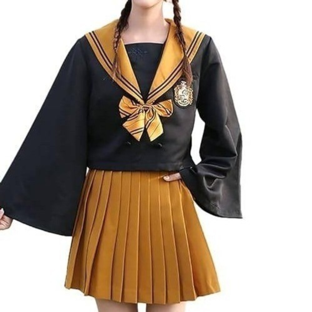 Harry Potter Hufflepuff House Bow Japanese Uniform seifuku ribbon Sailor Anime